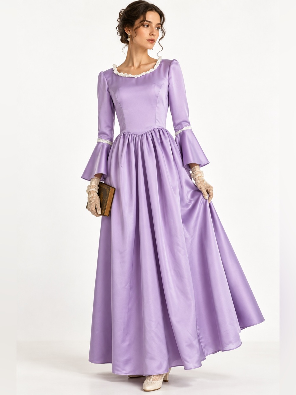 VINTAGE 90's Victorian Renaissance Lavender Long Sleeve Gown